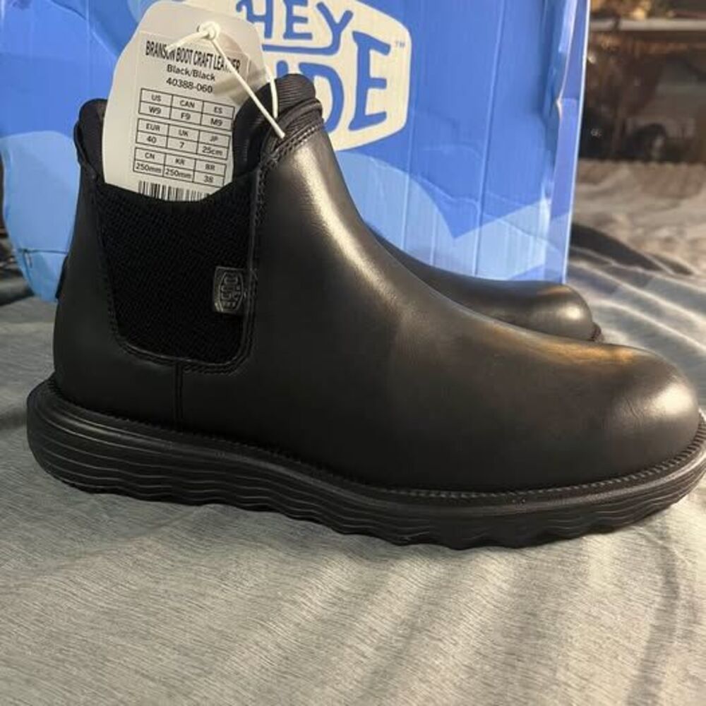 Hey Dude Branson Boot Craft Leather Black Size 9  *read description *